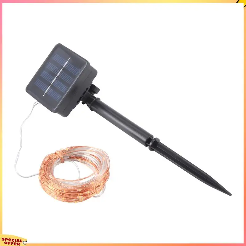 ABFI Solar-Lichterkette, 10 m, 100 LEDs, für den Außenbereich, wasserdichte dekorative Lichterkette für Terrasse, Garten, Tor, Hof, P