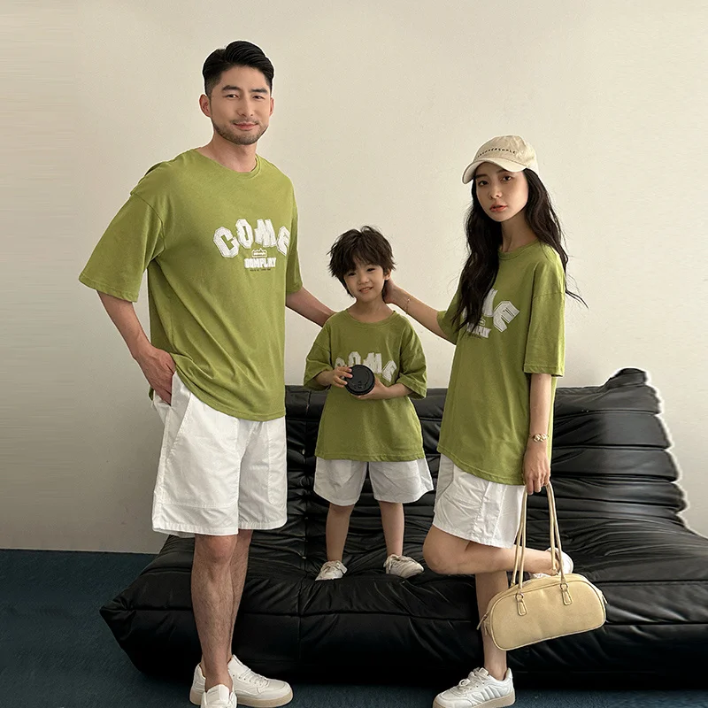 Matching Clothes Family Look Summer Tshirt And Shorts Two Piece Outfit Couples Mom Dad Baby Girl Boy Same Clothing Set Costume