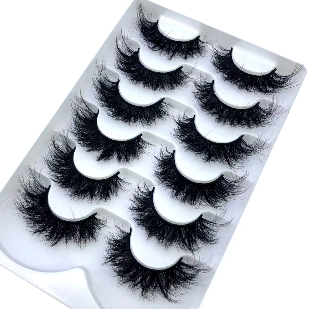 6 Pairs 23mm 3D Mink Lashes Bulk Russian Volume Fluffy Natural False Eyelashes Thick Dramatic Mink Eyelashes Wholesale maquiagem