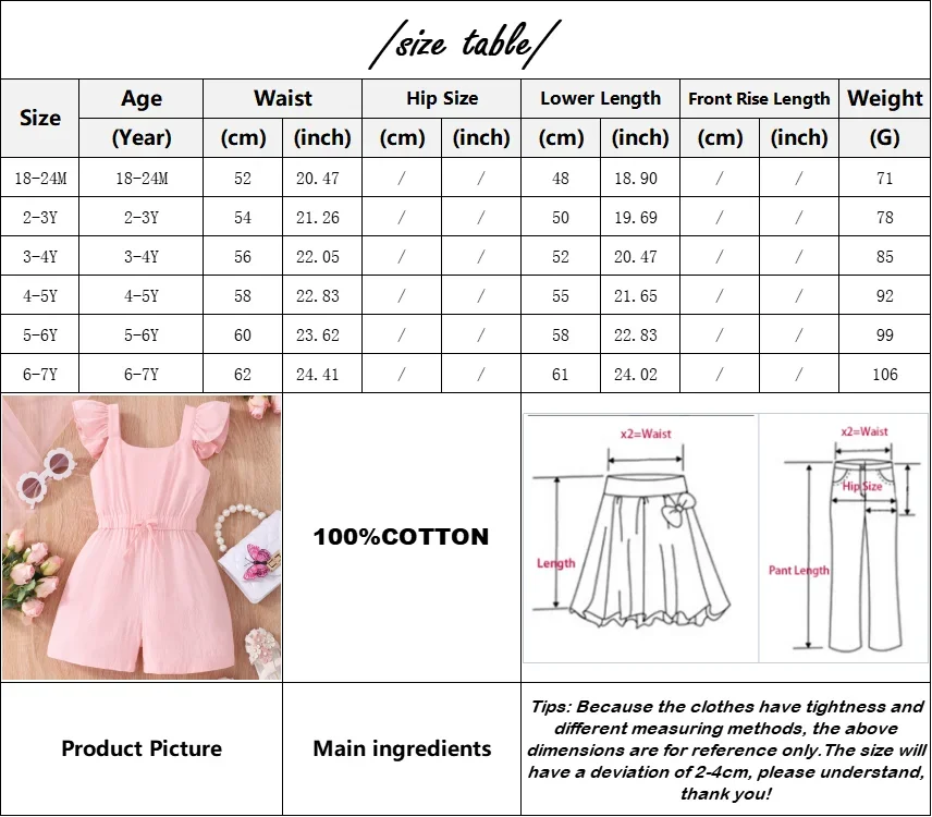 New Kids Girls Clothes Short Sleeve Summer Solid Color Children Jumpsuit Elasticity Waist Bow Fashion Casual Cute Girls Romper