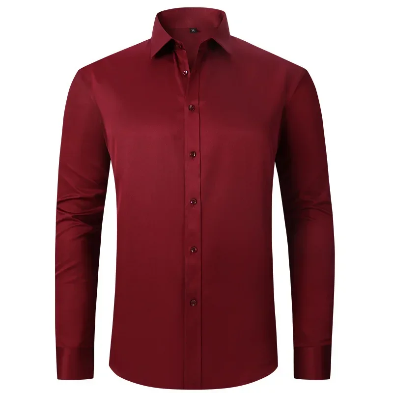 Best-selling explosions four-sided elastic non-ironing wrinkle-resistant business solid color shirt men\'s clothing wholesale