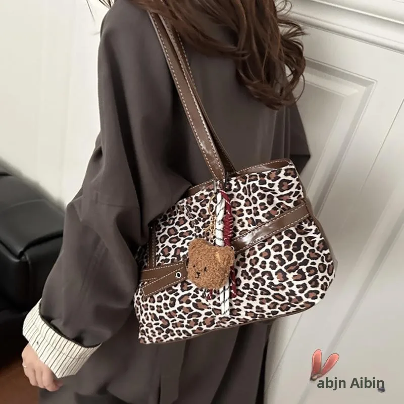 

Retro Leopard Print Tote Bag Women's Large Capaci Faionable Underarm Bag 2025 New Sle Single oulder Bag for Women