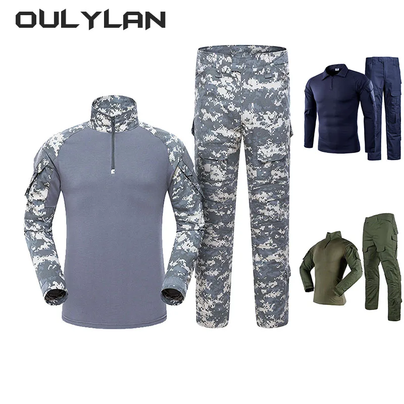 

Outdoor Long Sleeved Tactical Suit Men CamouflageTraining Clothes Pants Frog Suit Set Men's Wear-resistant Hiking Army