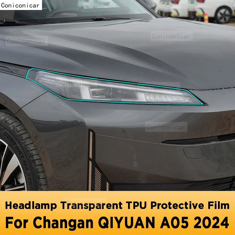 

For Changan QIYUAN A05 2024 Car Exterior Headlight Anti-scratch Front Lamp Tint Transparent TPU Protective Film Sticker