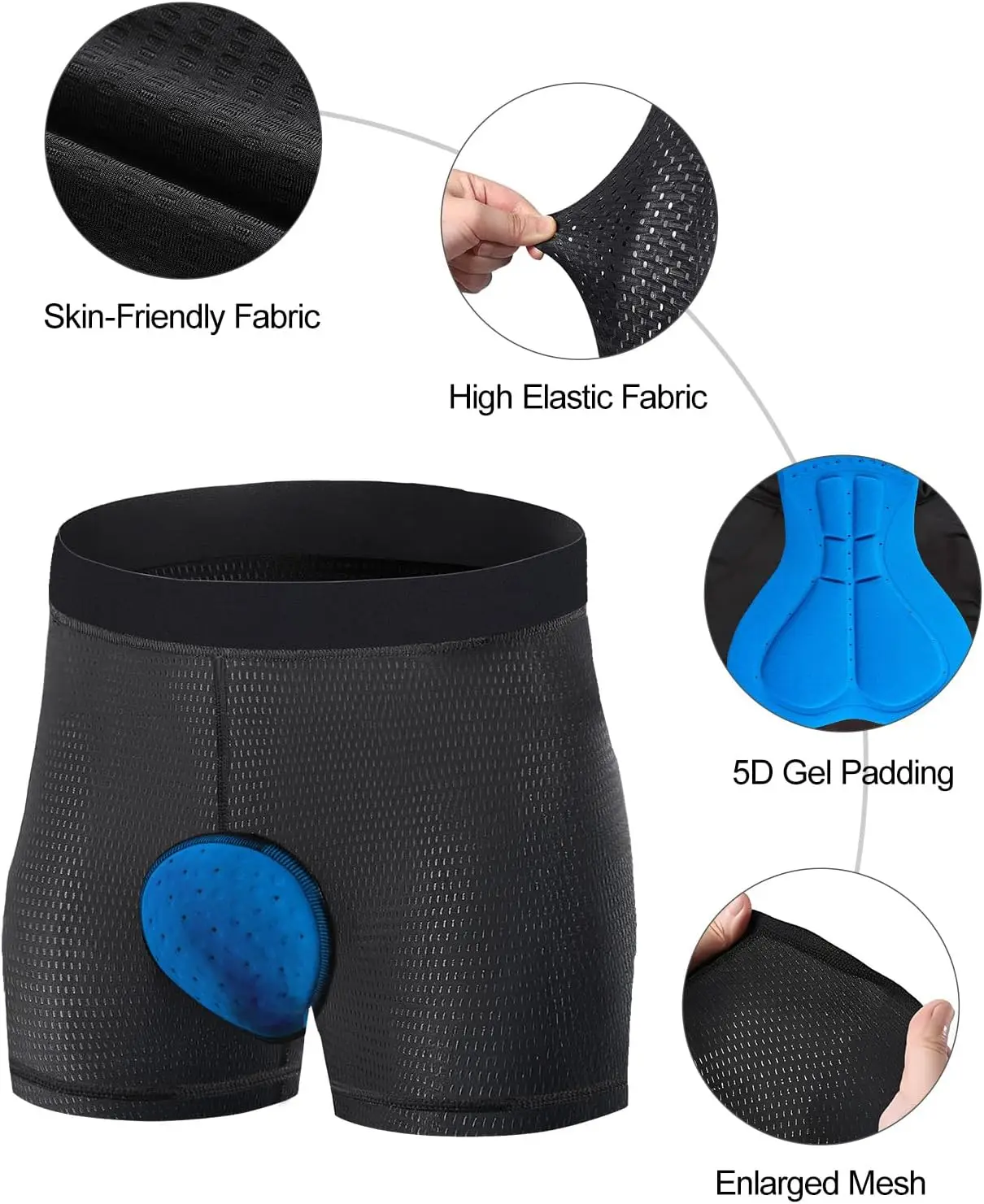 

Ridnice Cycling Shorts Underwear Men Absorbent, 5D Padded Gel Bike Shorts Men, Breathable Bike Liner Short for Mountain Biking