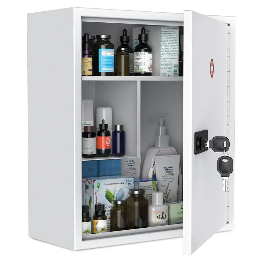 

Wall Mount Medicine Cabinet with Combination amp Key Lock Locking First Aid Cabinet Lockable Medical Cabinet Large Capacity Medi