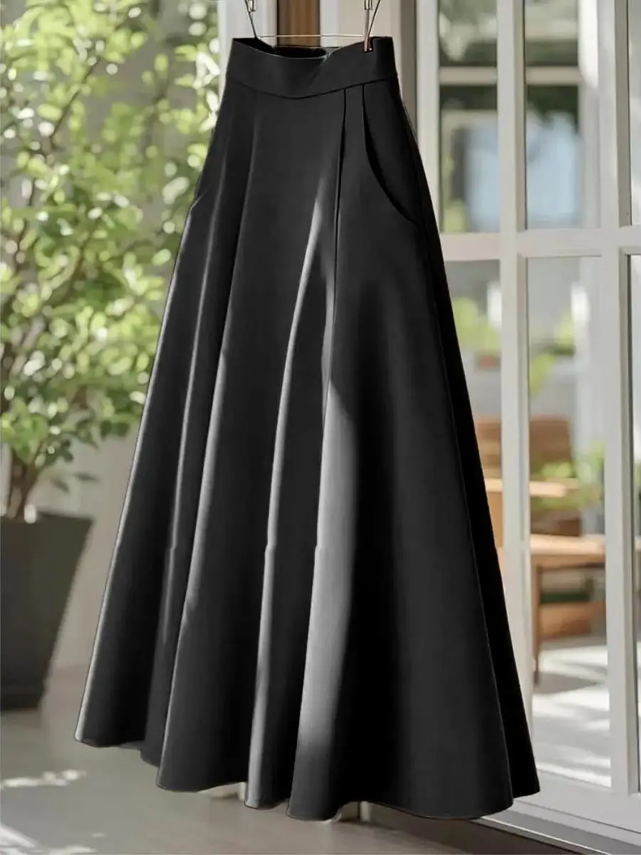 

High Waist Orange Puffy f Skirt Women's Slimming Umbrella Skirt mid Length Faionable Summer New Arrival Commute Sle