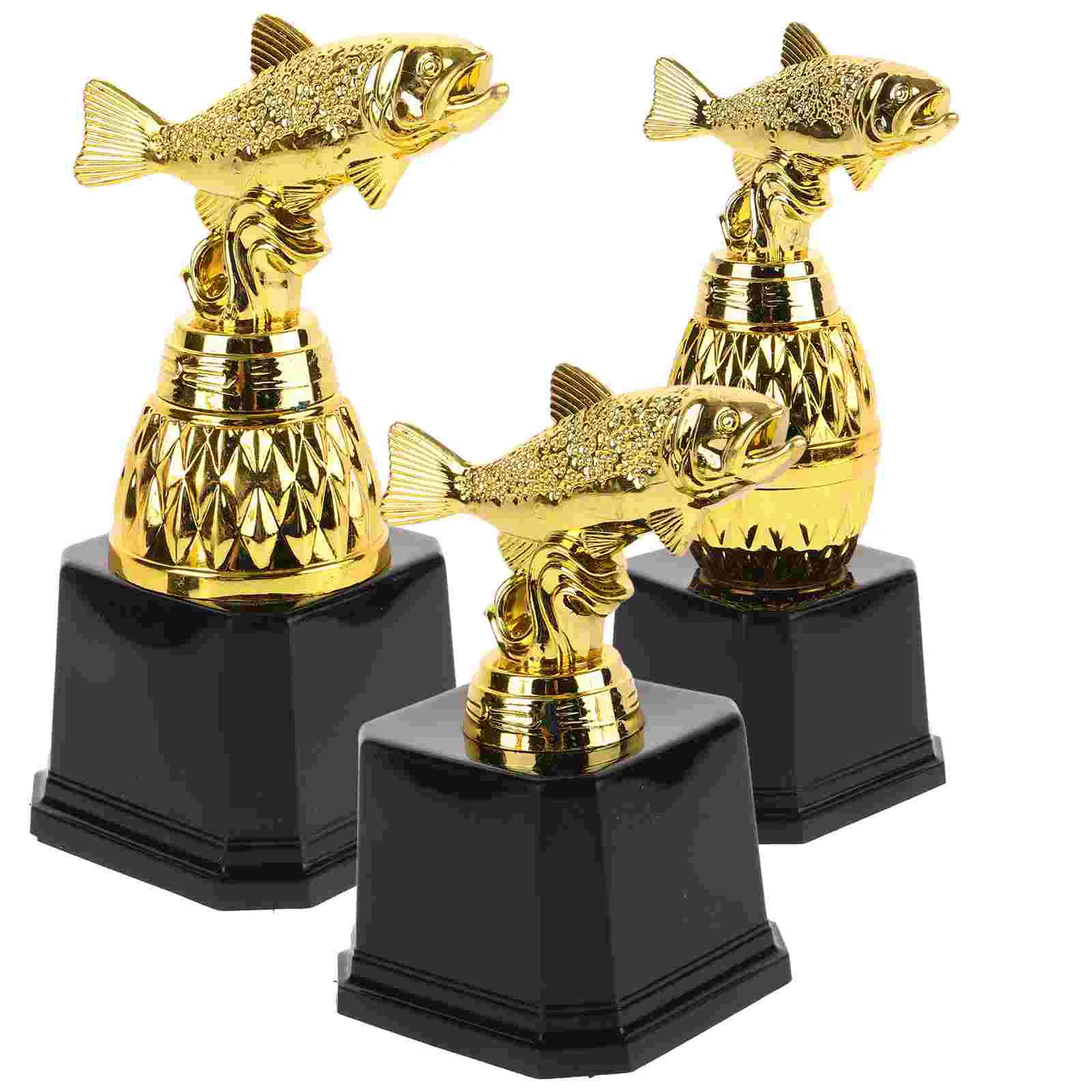 

3 Pcs Mini Trophies Plastic Fishing Shaped Award Trophy for School Party Celebration Competition Children Realistic for School