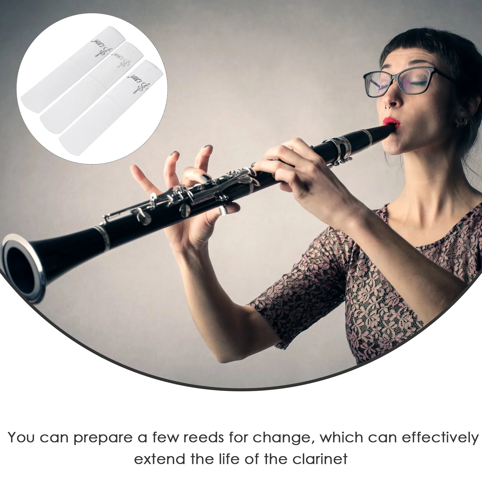 

3Pcs Resin Clarinet Reeds Safe Durable Simple Structure Compact Size Professional Use Clarinet Reeds Thin Reed Tip
