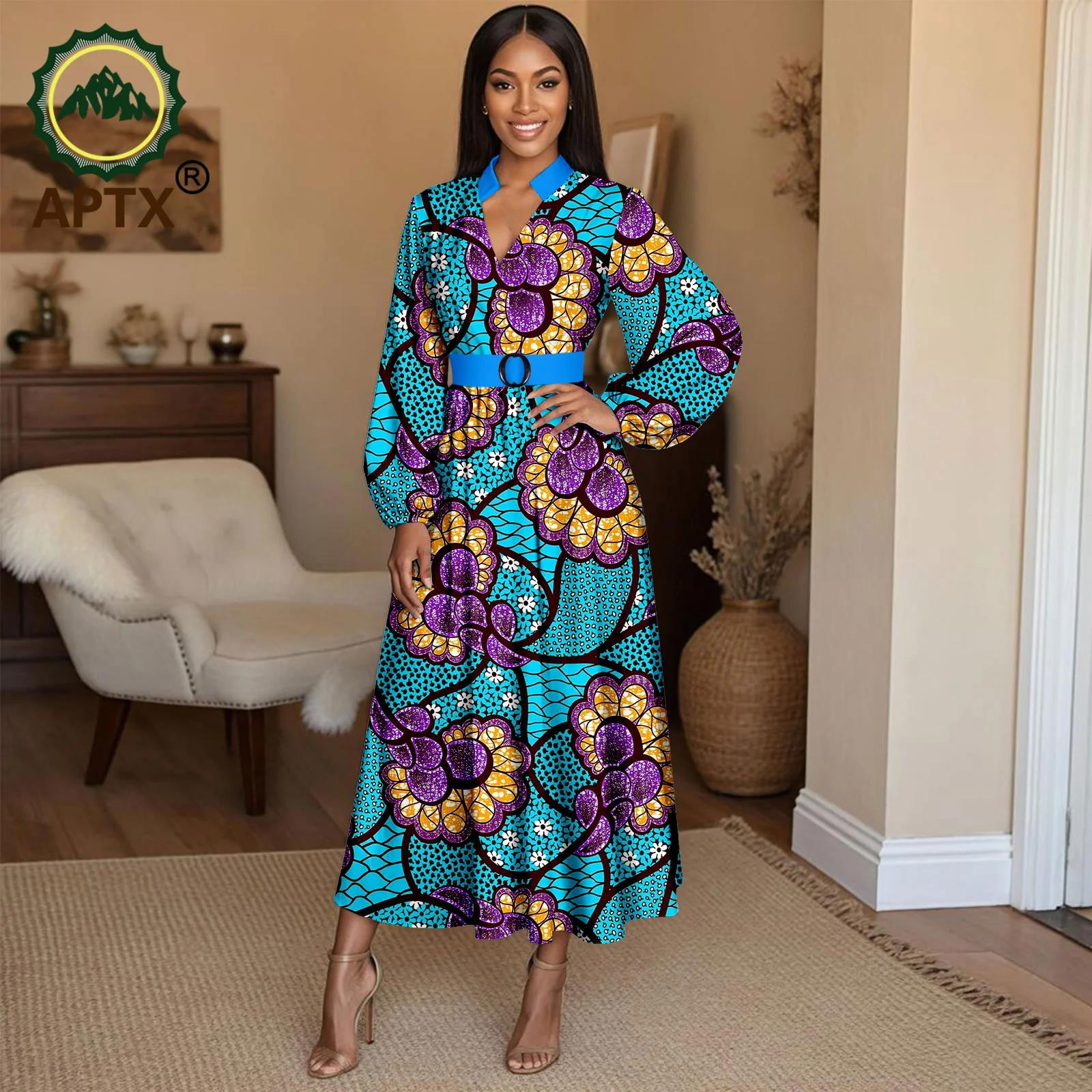 فساتين أفريقية للنساء بأكمام طويلة مطبوعة ملابس Dashiki ملابس أنقرة ملابس ميدي لحفلات الزفاف والسهرات 2525134 #2