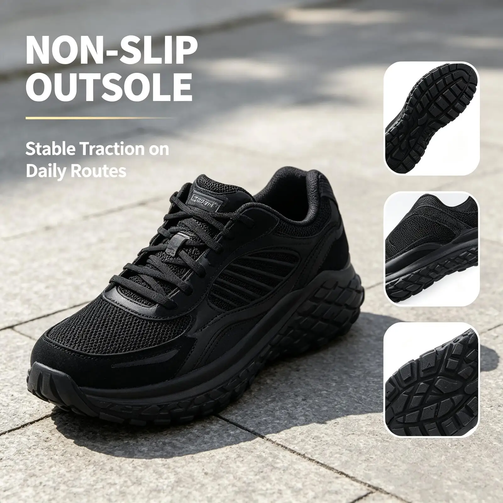 Skechers Mens All Black Comfort Chunky Running Sneakers Memory Foam Outdoor Sport Shoes 232744-BBK