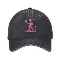 Cartoon Pink P-Panther Baseball Caps Fashion Distressed Cotton  Sun Cap Men Women Outdoor Running Golf Adjustable Hats Cap