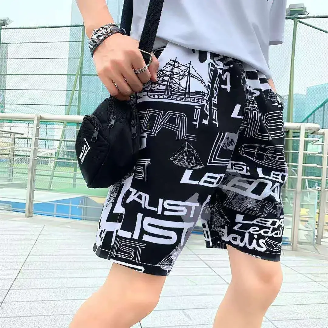 Summer Plus Men's Beach Pants Men's Quick Drying Five Quarter Shorts Loose Shorts