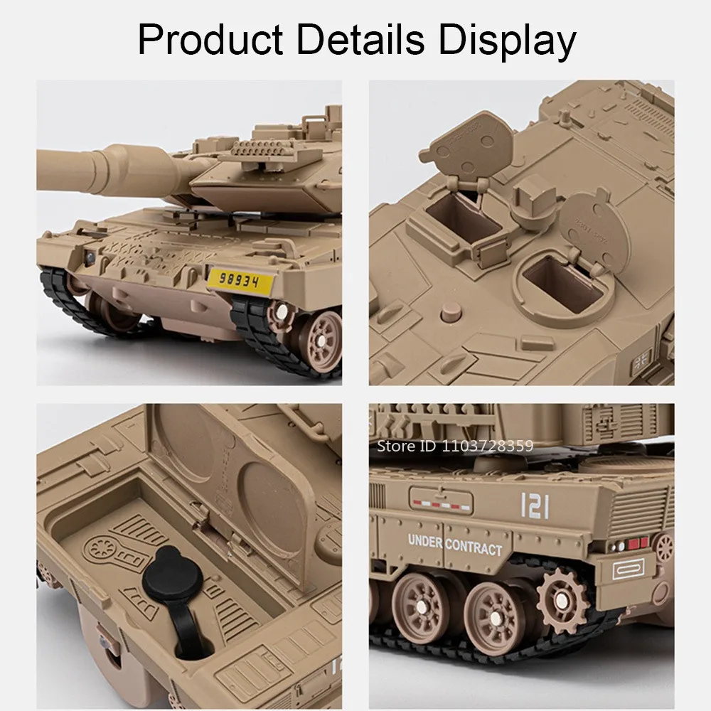 1:36 leopardo 2 tanque de batalha principal modelo brinquedos liga diecast Witness-136 drone som luz puxar para trás veículos militares para presentes do menino