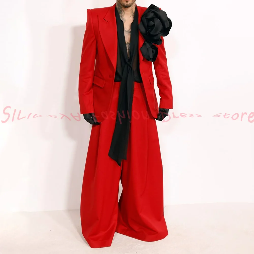 

Деловой повседневный мужской костюм, классический свободный комплект из двух предметов, куртка, широкие брюки, шикарная одежда для работы, мужской пиджак для вечеринок, комплект