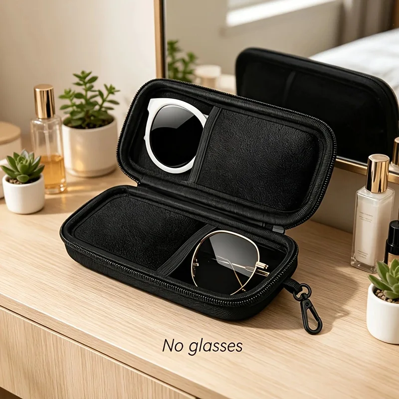 EVA Portable Glasses Storage Bag Shockproof and Pressure-resistant Eyeglass Case Two-Compartment Zipper Eyewear Protective Case
