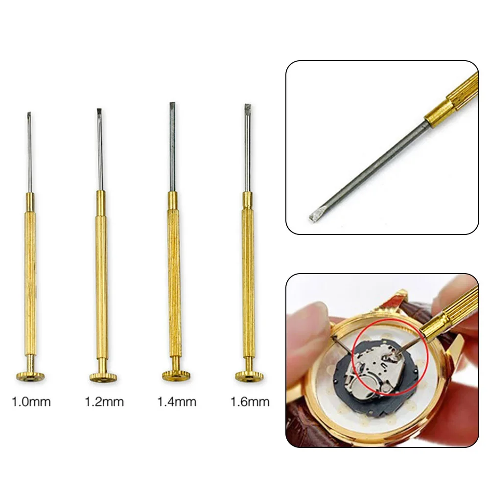 1 buah obeng Slot presisi 1.0/1.2/1.4/1.6mm, pisau datar untuk jam tangan, aksesori alat perbaikan sekrup lepas pasang ponsel