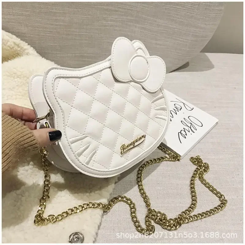 جديد مرحبا كيتي حقيبة كروسبودي طفلة حقيبة كتف التطريز القوس أنيمي الشكل Kawaii الكرتون حقيبة تخزين مستحضرات التجميل