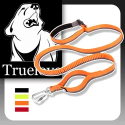 Truelove Dog Running Bungee Leash Hand-Held Waistworn Adjustable Nylon Elastic Retractable Dog Leads for Running Jogging Walking