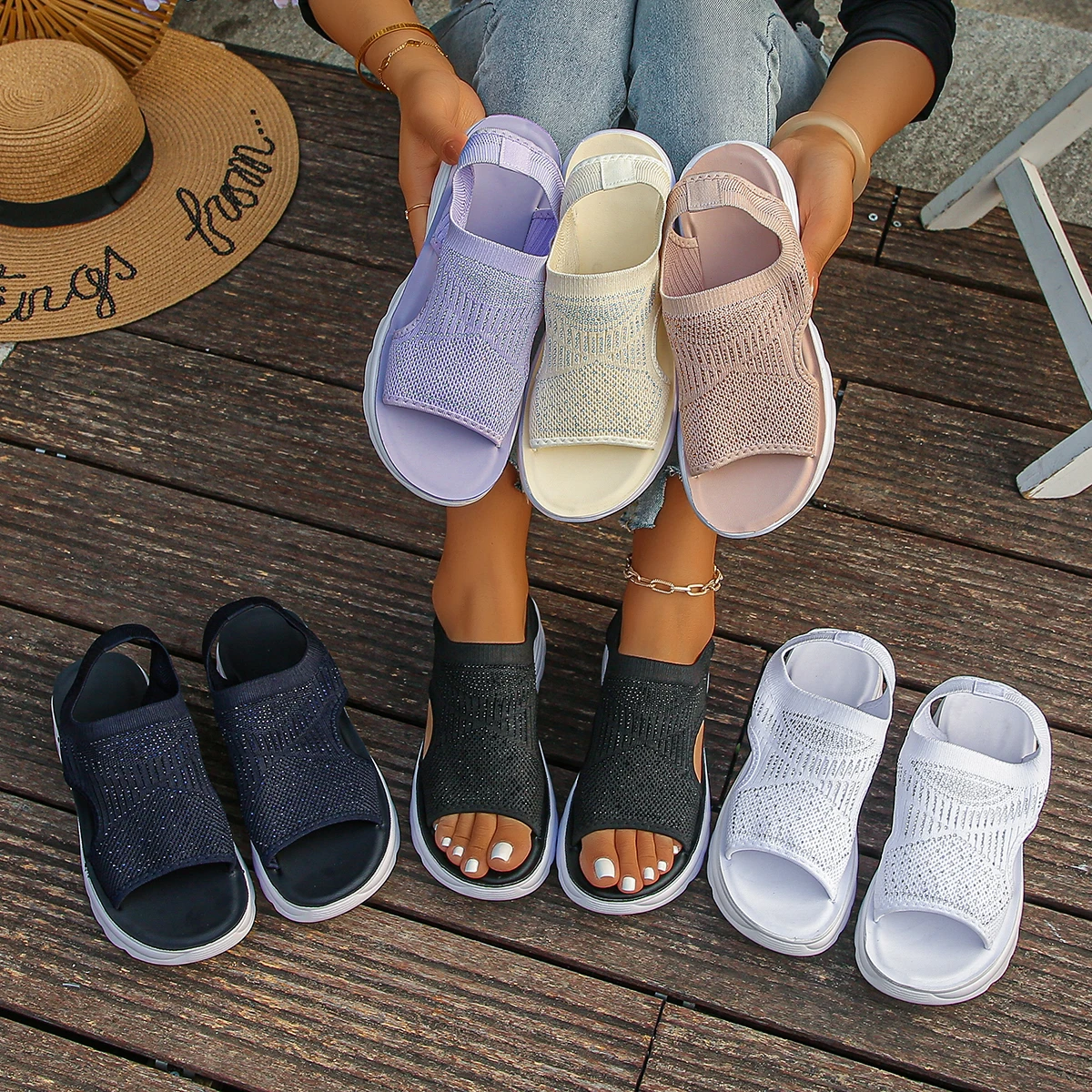 

2025 Summer Women Roman Slip on Shallow Fish Bottom Sandals Breathable Lace-Up Sports Hollow Designer Shoes Zapatos De Mujer