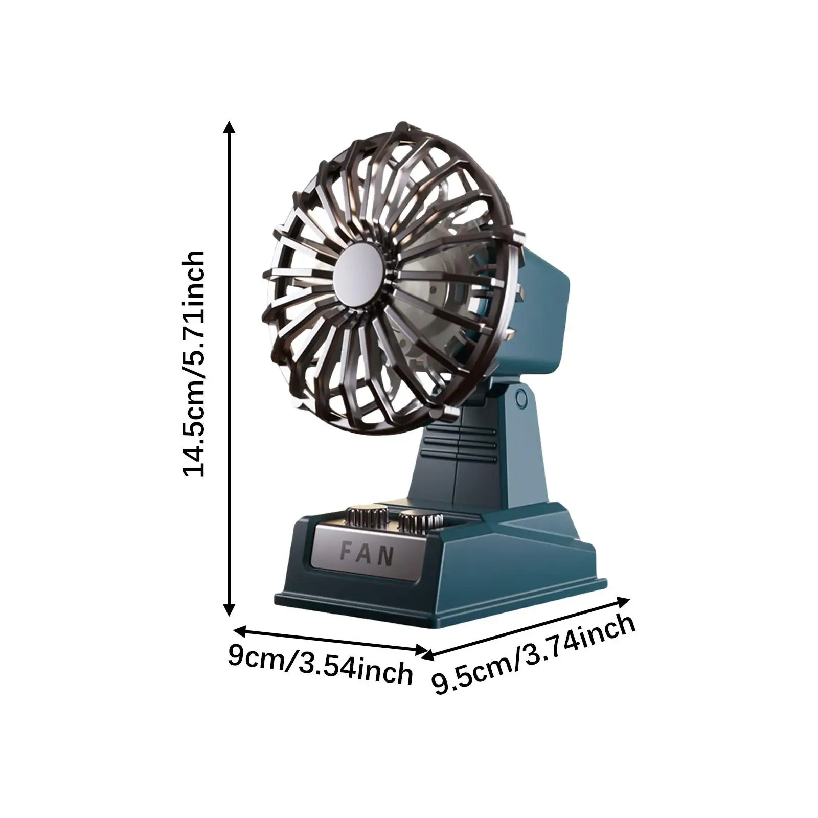 مروحة مكتب USB قابلة لإعادة الشحن، رأس هادئ قابل للتعديل، تصميم ريترو قوي، محمول شخصي للتبريد، مكتب غرفة النوم الصيفية