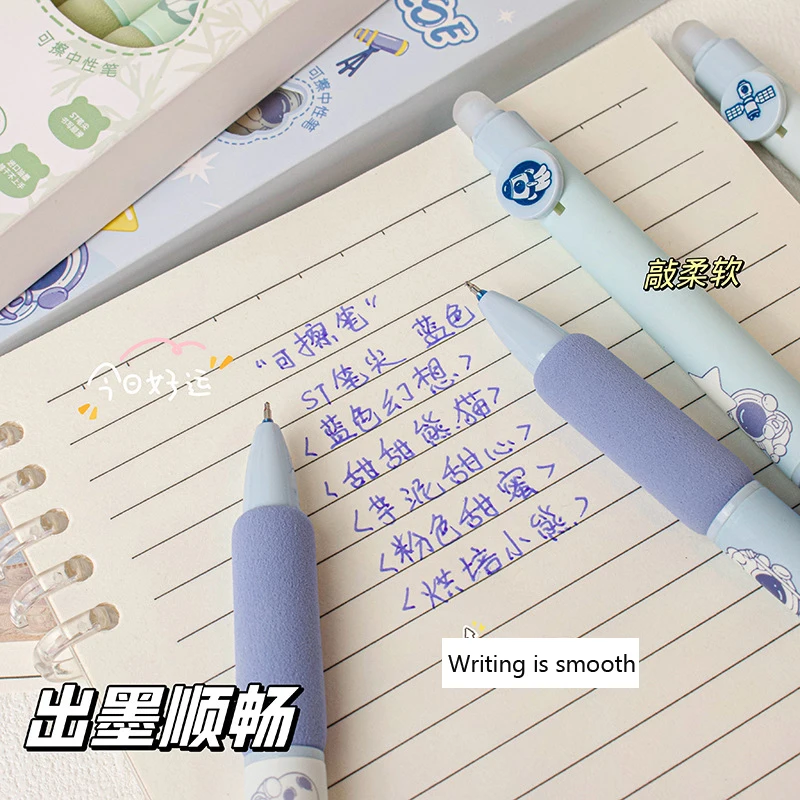 Imagem -05 - Cute Erasable Blue Ink Pen Soft Grip Pen Escrita Suave de Secagem Rápida Canetas Elegantes Acessórios de Escritório Papelaria Estética Pcs