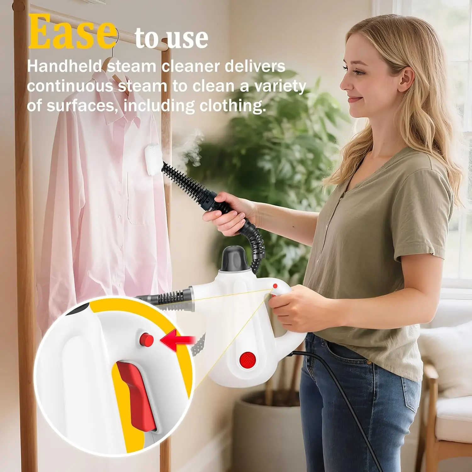 Steam Cleaner, Portable Handheld for Home & Car - 16-Piece Tools, Deep Clean Bathrooms, Kitchen, Tiles, Windows