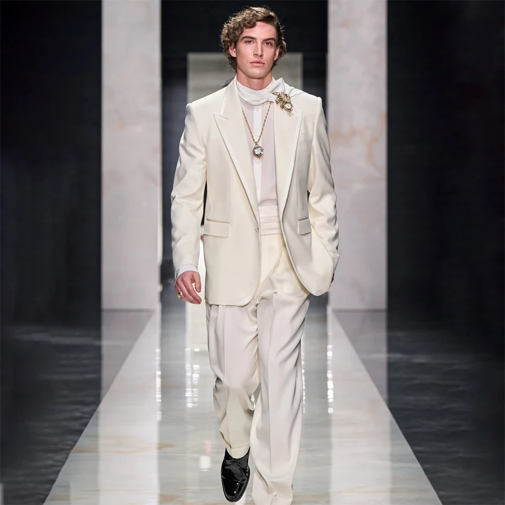 

Tailor Made Men's Suits Elegant Wedding 2 Piece Jacket Pants Sets Formal Straight Male Clothing Costume Homme