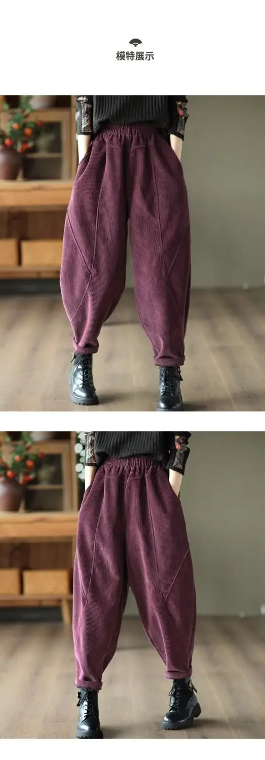 Chenille Velvet Thickened Versatile Casual Pants for Women Autumn Winter New Loose Spliced Harem Pants Female Solid Warm Trouser