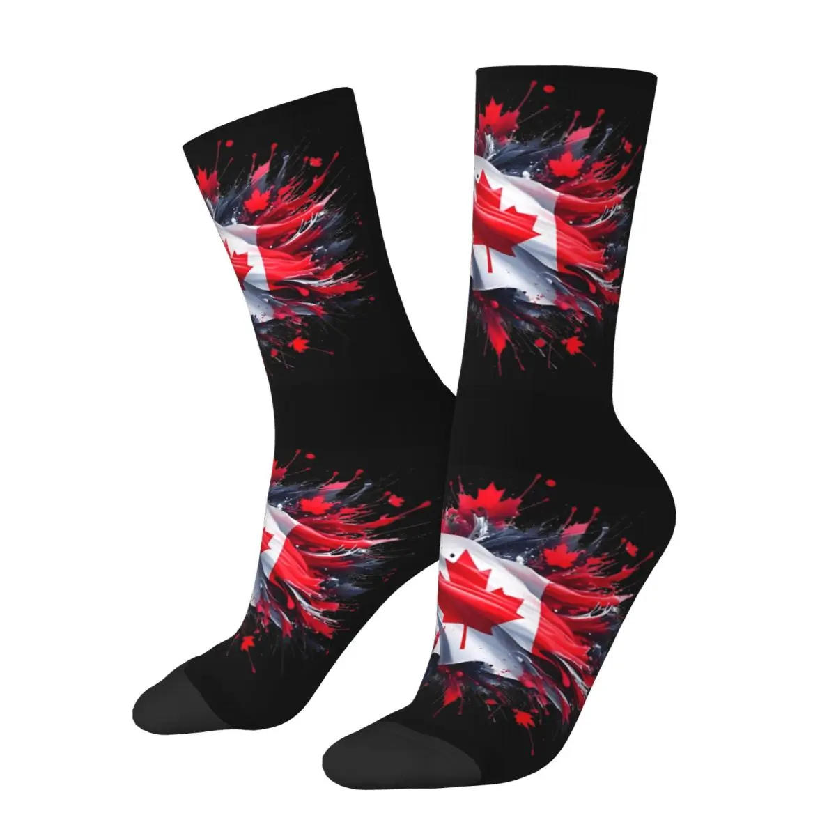 Canada Flag Socks Canadian Flag Splat Casual Stockings Autumn Anti Skid Men Socks Quality Design Outdoor Socks