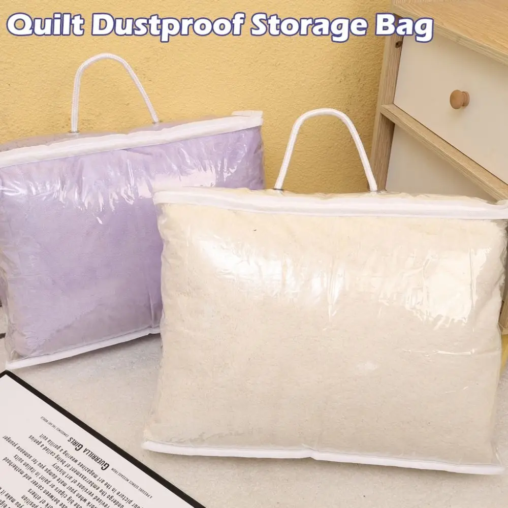 

Portable PVC Quilt Storage Bag Reusable Dustproof Bed Sheet Organiser Pouch Transparent Tote Bag for Pillow Blanket