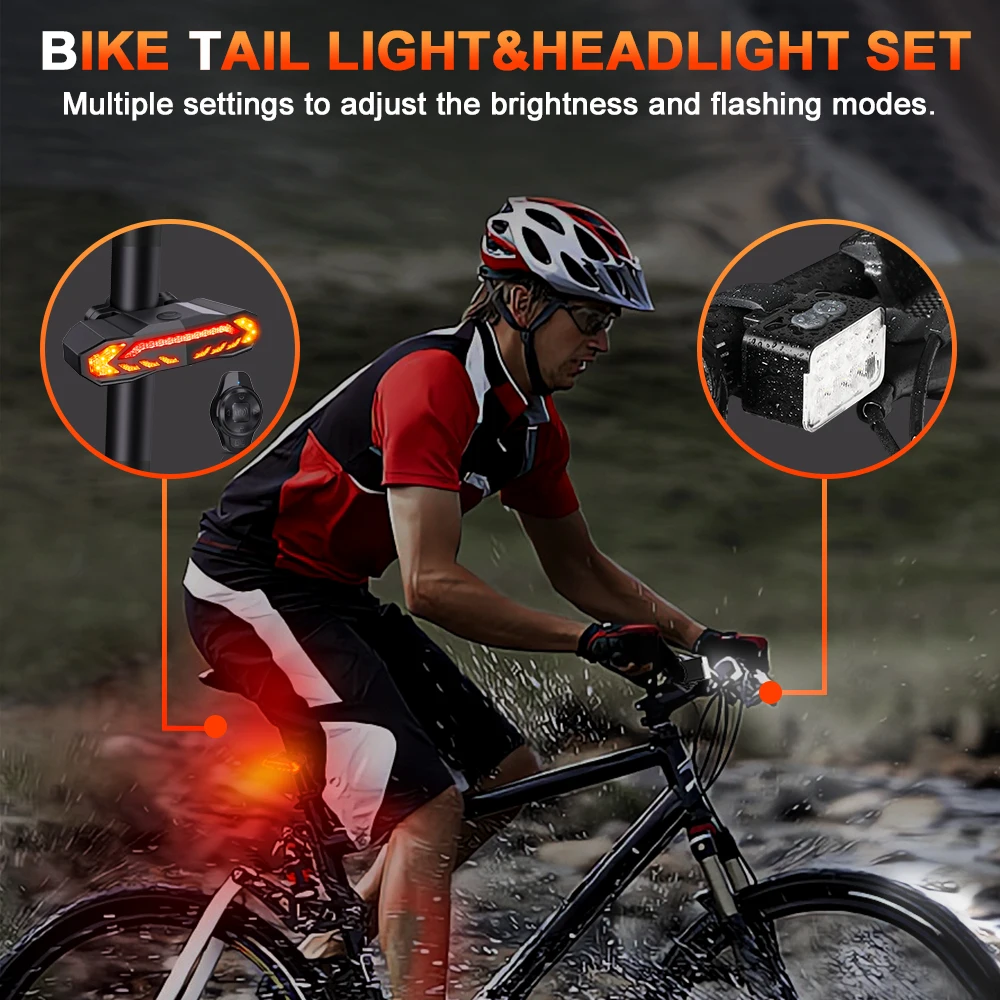 Camluxy Bicycle Tail Light&1200lumens Headlight Set Ultra Bright Bike Headlight and Tail Light Turn Signals with Alarm 110dB