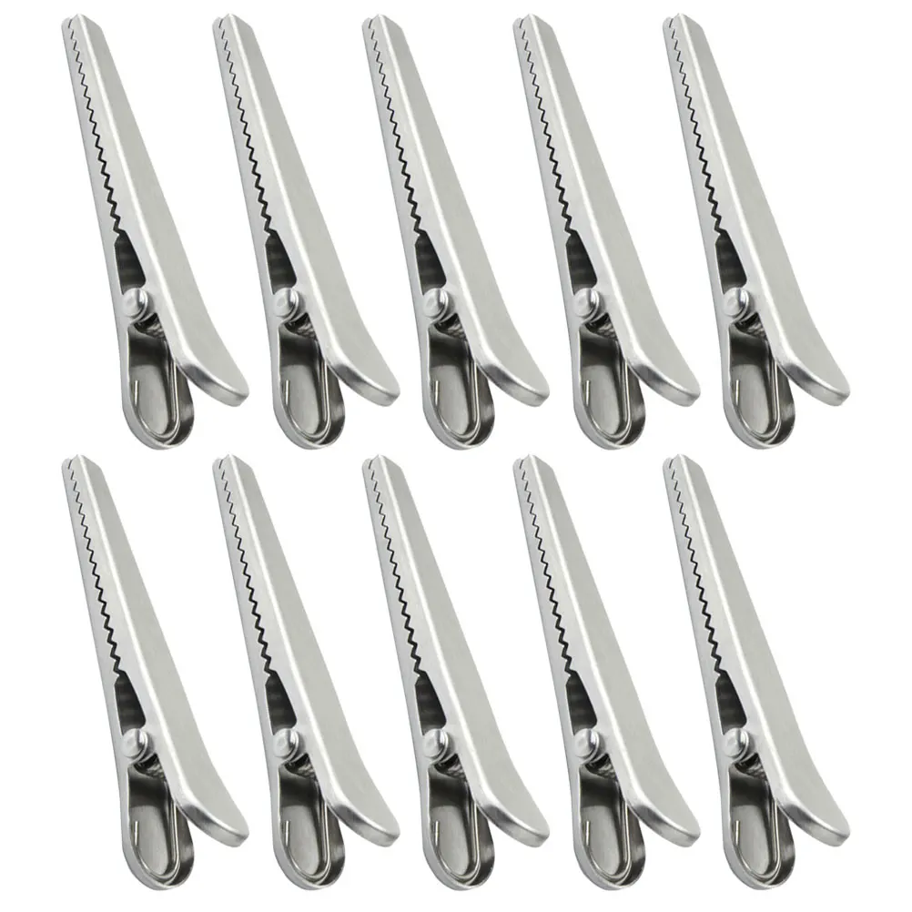 

10 Pcs Fresh-keeping Stainless Steel Clip Bag Sealing Clips Pocket Food for Chips Closure Clamp