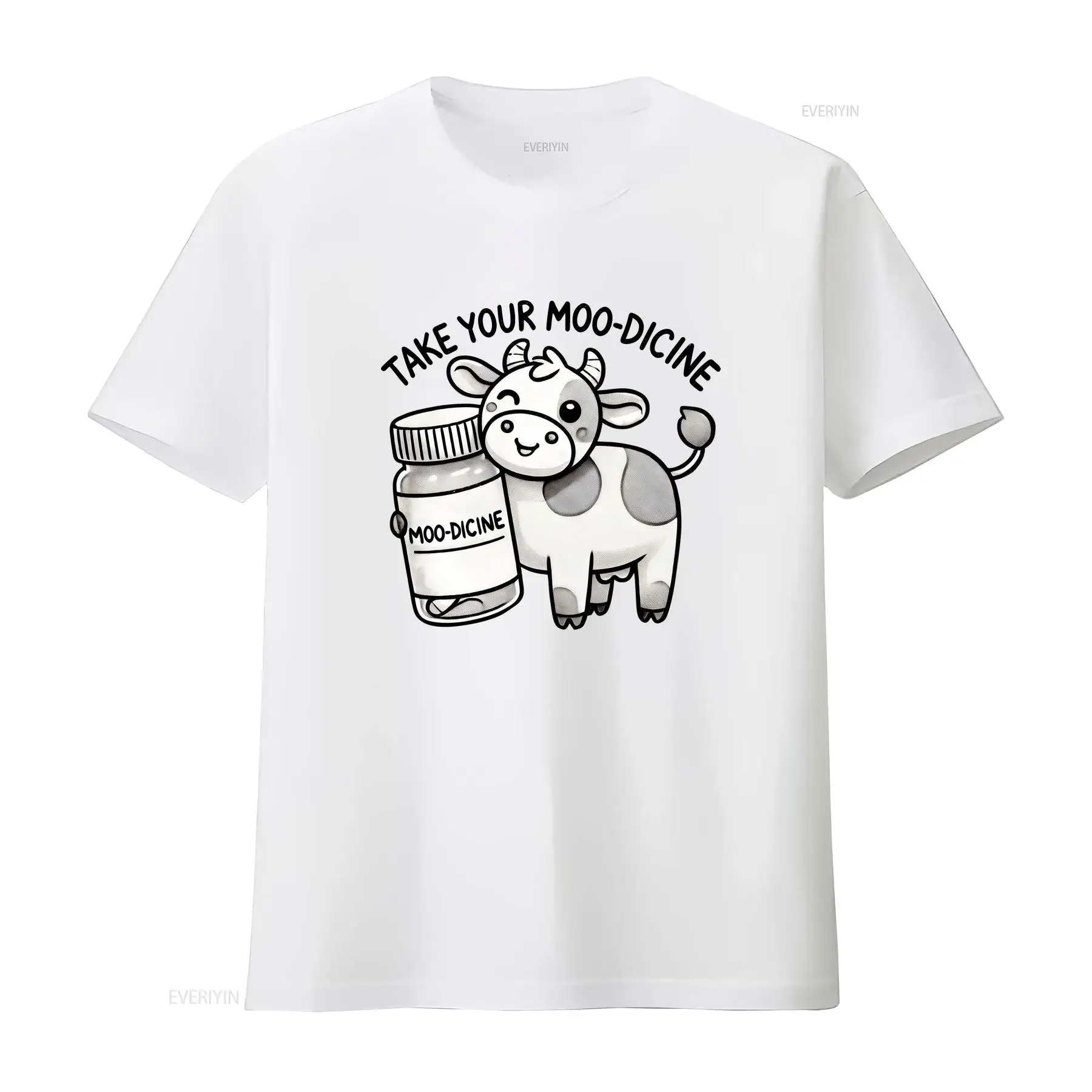 Cute Cow Holding Moo dicine Pill Bottle T Shirt Farm Animal Novelty Medicine Humor Top for Veterinarians vintage Washed