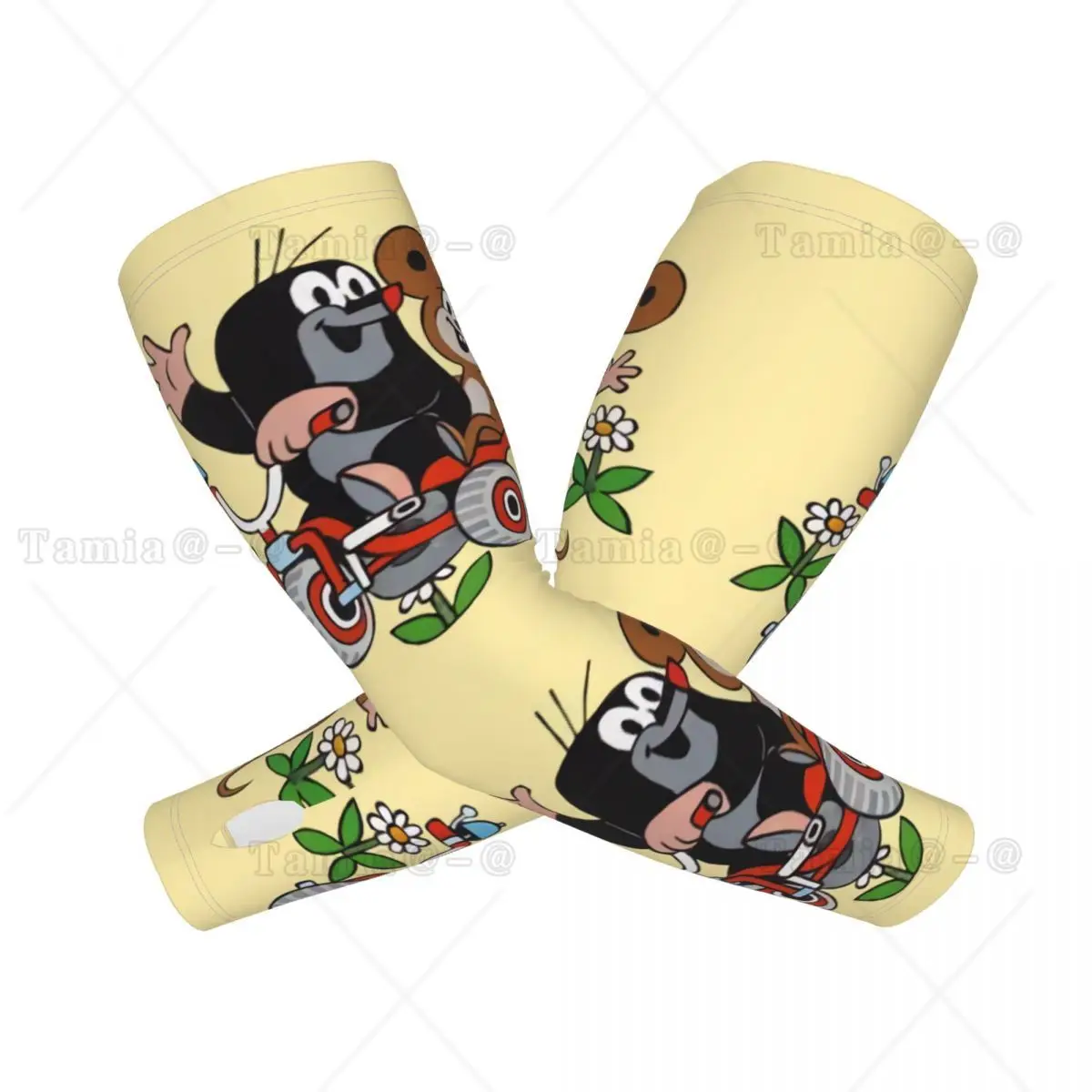 การ์ตูน Happy Mole แขนแขนอุ่นผู้ชายผู้หญิงการ์ตูน Krtek Little Maulwurf UV Sun Protection Tattoo Cover Up กีฬา