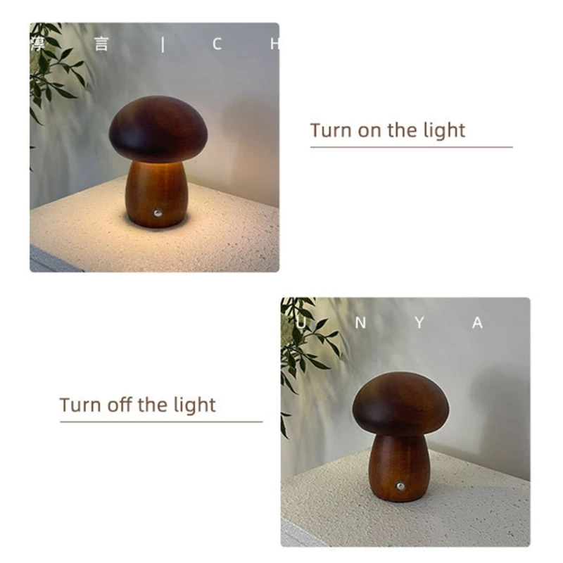 Candeeiro cabeceira LED cogumelo Candeeiros elegantes para luz noturna sala estudo