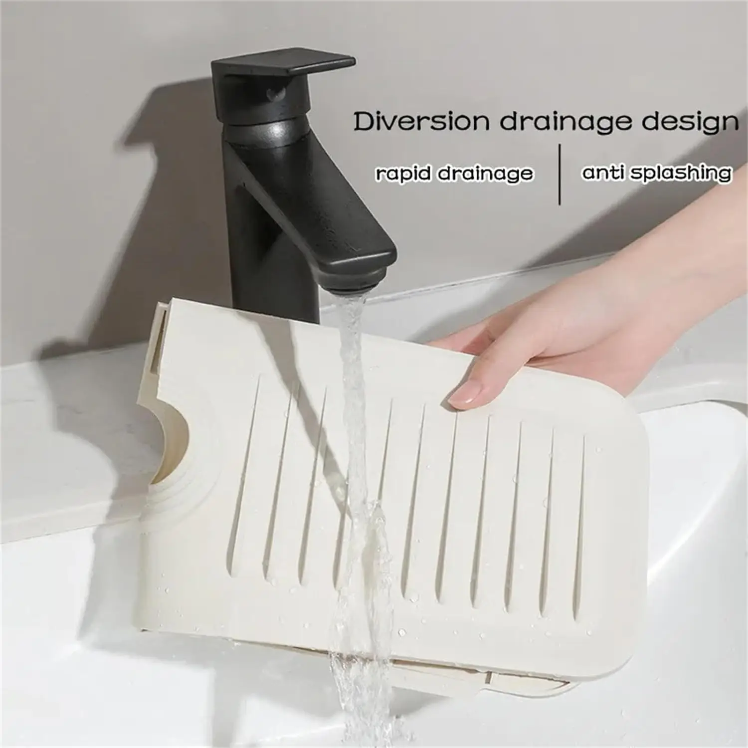 Silicone Draining Mat, Silicone Draining Mat for Kitchen Sink, Silicone Sink Faucet Mat Splash Guard