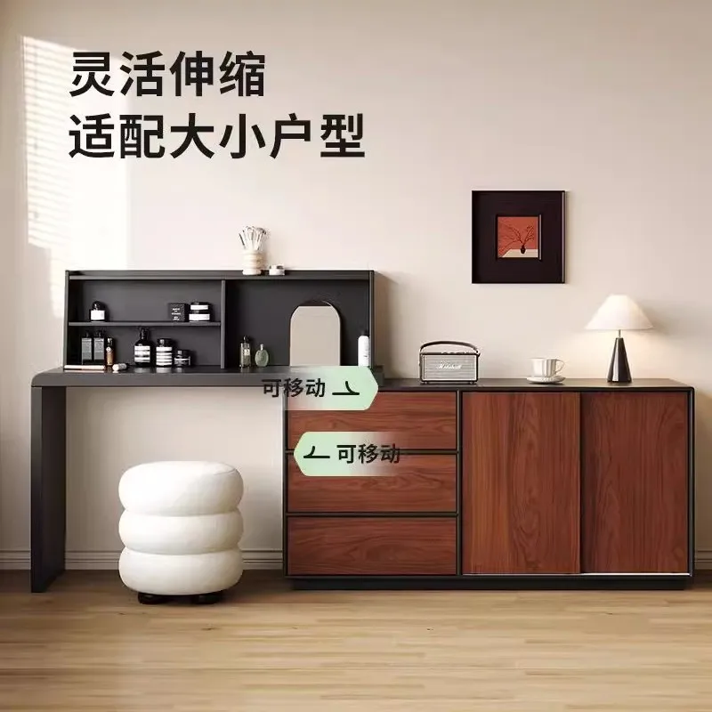 

Modern Dresser Makeup Vanity Chest Integrated Small Apartment Bedroom Storage Makeup Retractable Dressing Table with Mirror