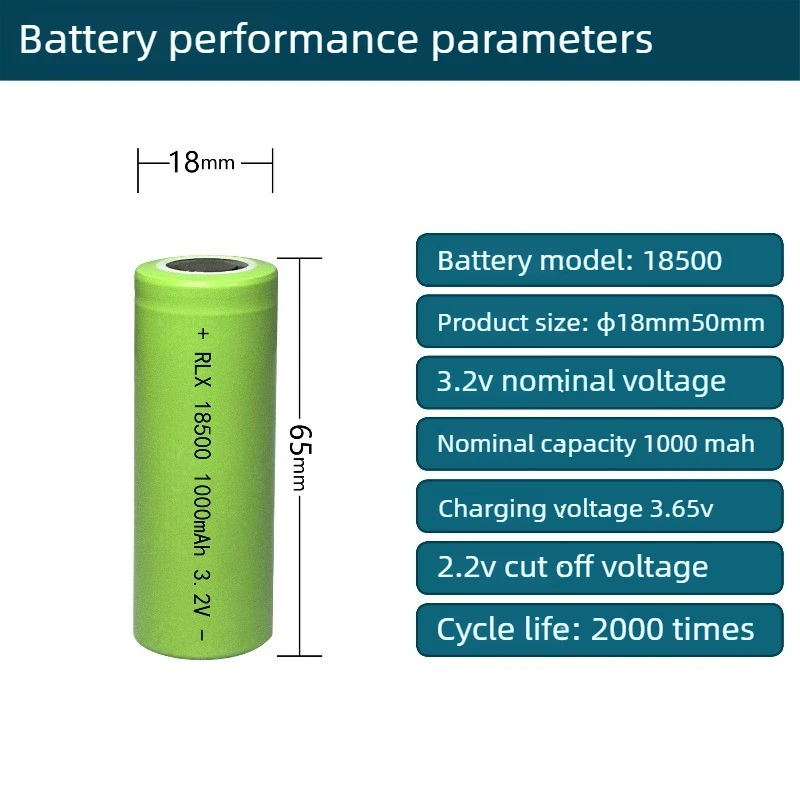 New 18500 1000mAh 3.2V LiFePO4 Rechargeable Battery for Solar Garden Light Street Lamp Inductive Sensor Wall Lamp Lawn Lamp