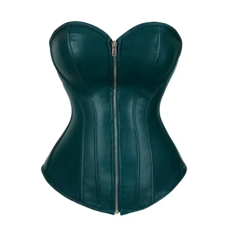 

Women Sexy Faux Leather Overbust Corset Slimming Body Shapewear Zip Punk Style Push Up Bustier Gothic Corselet Plus Size Korset