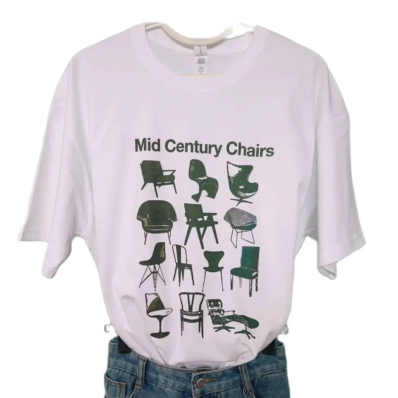 Sunfiz Mid Century Chairs  Cotton T Shirt Women  Summer New Oversized Solid Tees Casual Basic Loose Tshirt Chic O Neck Female