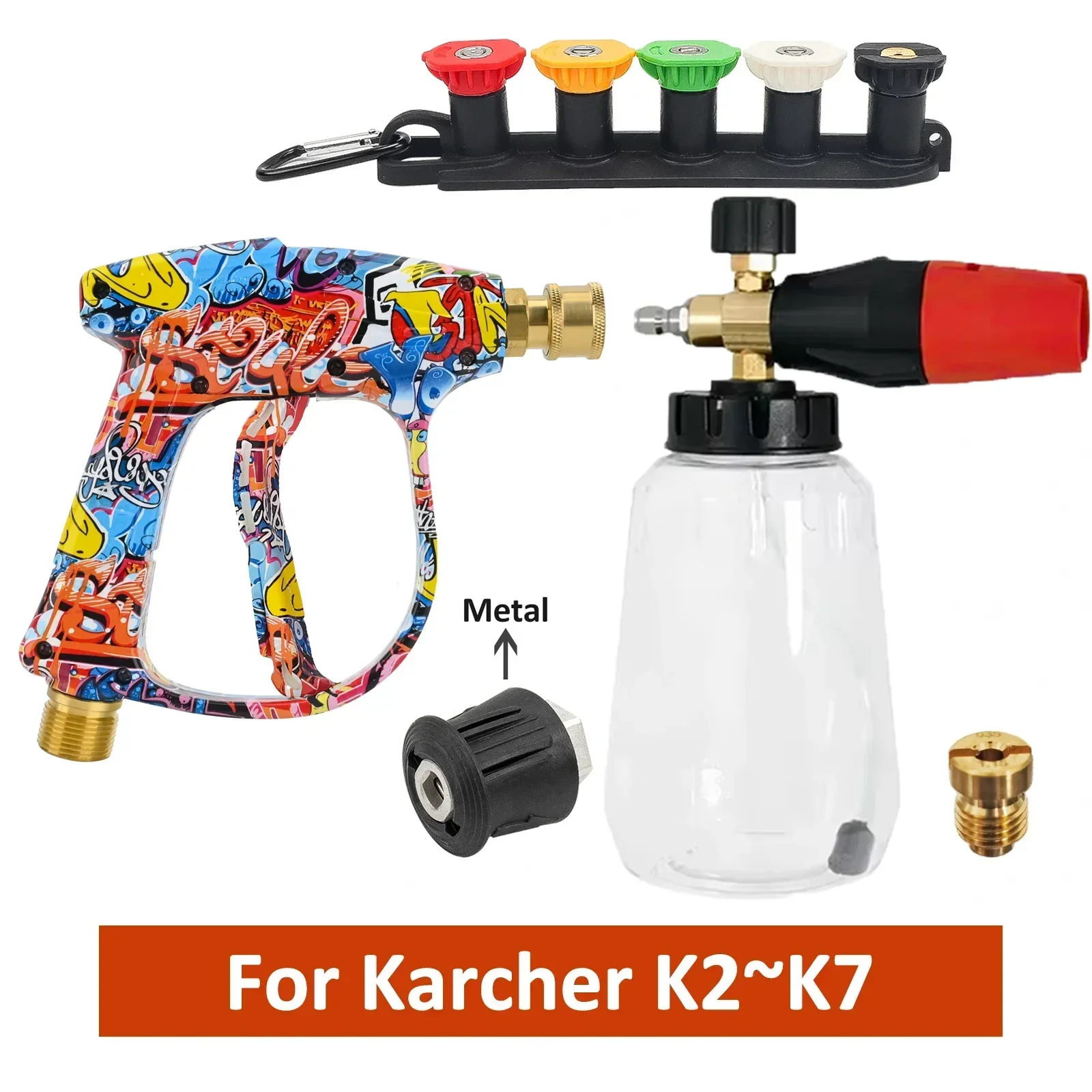 Karcher K2/Parkside/Lavor/Nifisk/Bosch Sneeuwschuimkanonset - Hogedrukreinigerpistool met 1/4" snelkoppeling voor autowassen