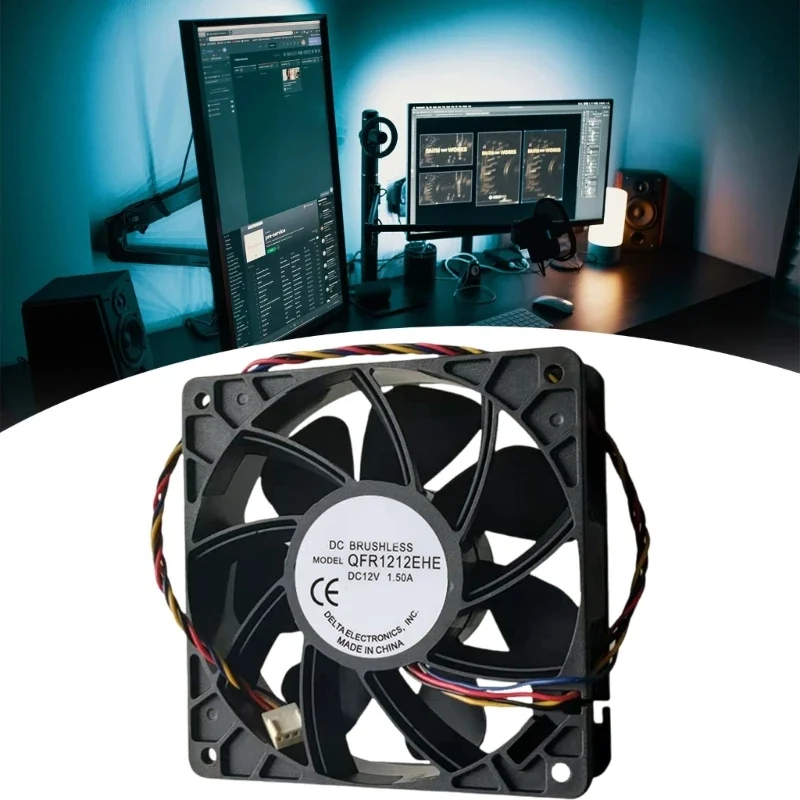 QFR1212EHE 12V 1.5A 12038 Cooling Fan 120X120X38MM 197.2CFM 4000RPM High Speed Cooling Fan for Computer Case Server