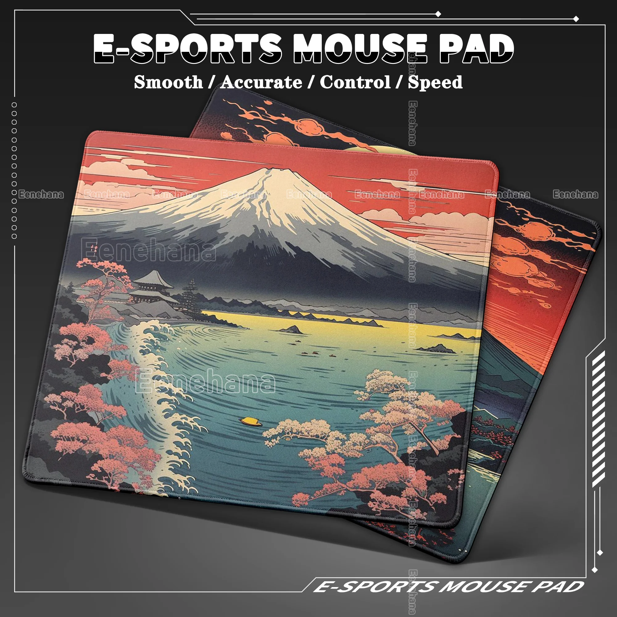 

Japanese Art Ukiyo-e Ocean Waves Mouse Pad Speed E-Sports Waterproof Keyboard 45x40 PC Gamer Accessories Office Non-slip DeskMat