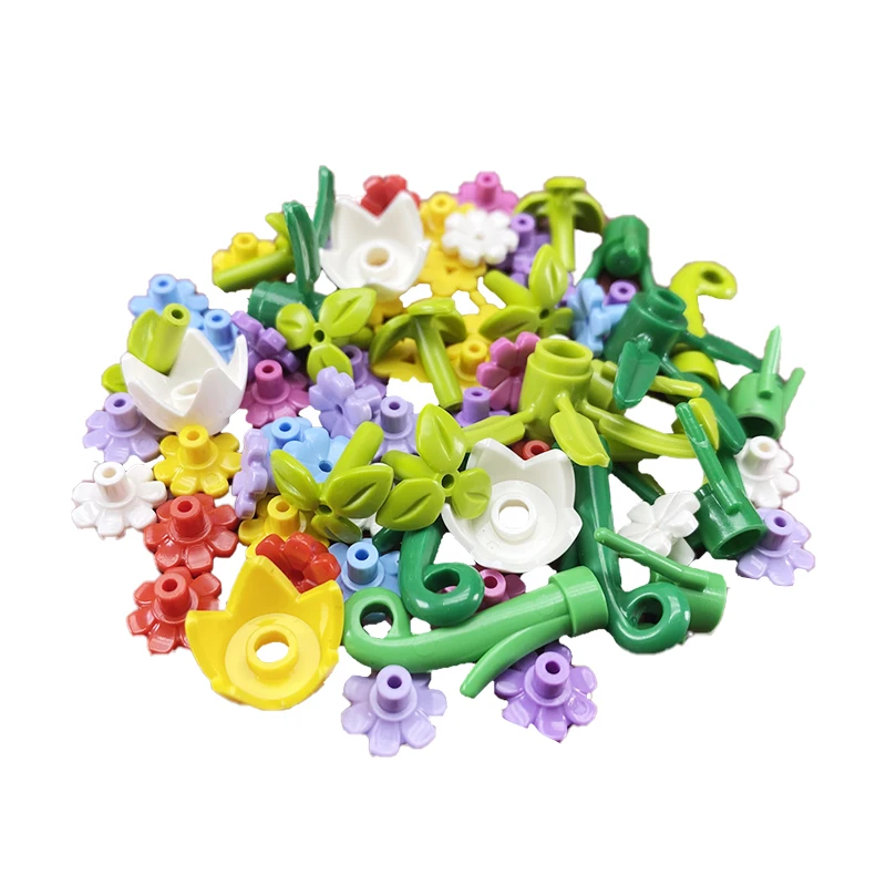 MOC Tree Plant Building Blocks Bricks Grass Bush Jungle Flower Garden Compatible with 6064 2417 32606 2435 3741 City Friends Toy