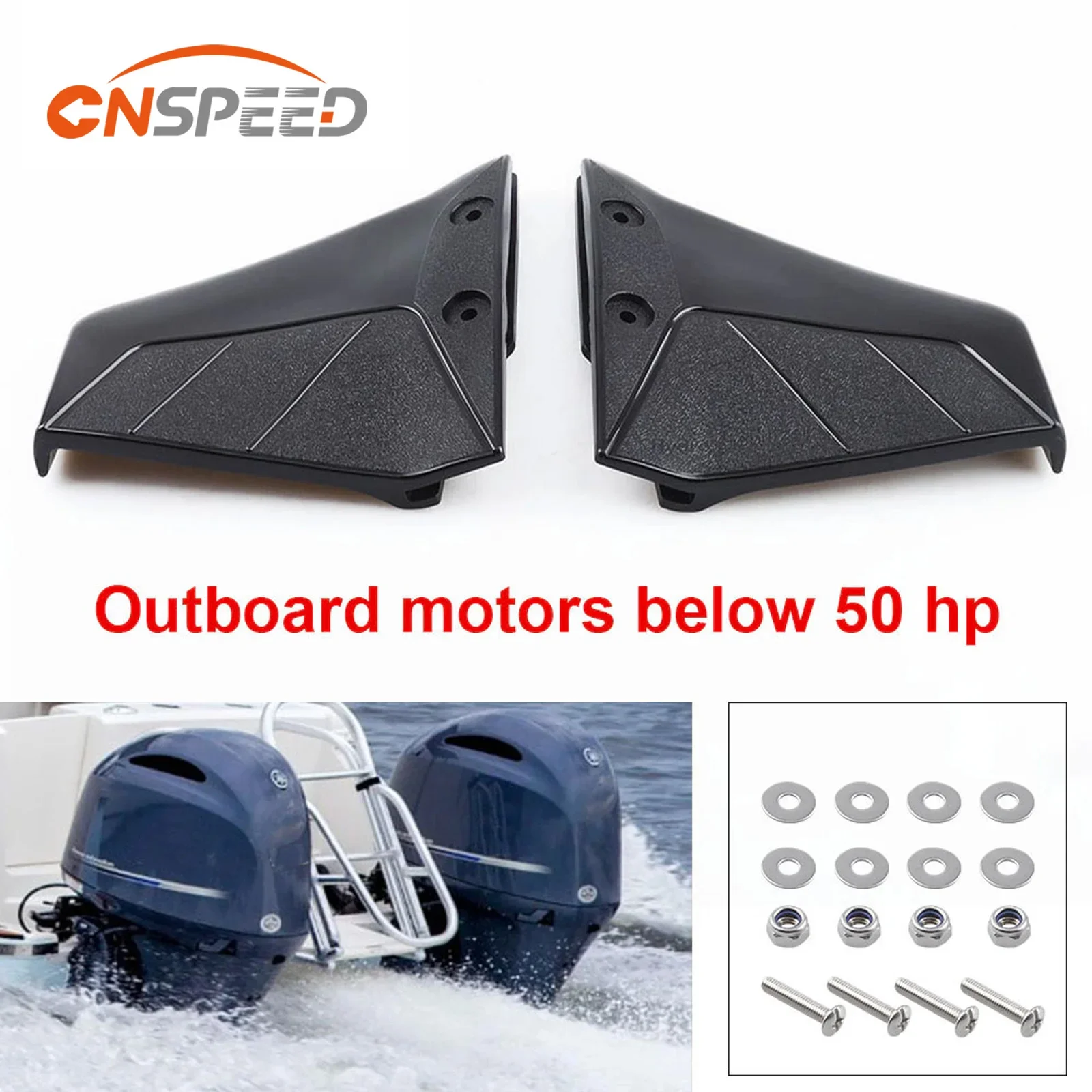 

For 4-50HP Outboard with Bolt Nut ABS Black Boat Parts 1 Pair Small Hydrofoil Boat Motor Stabiliser Enigne Components