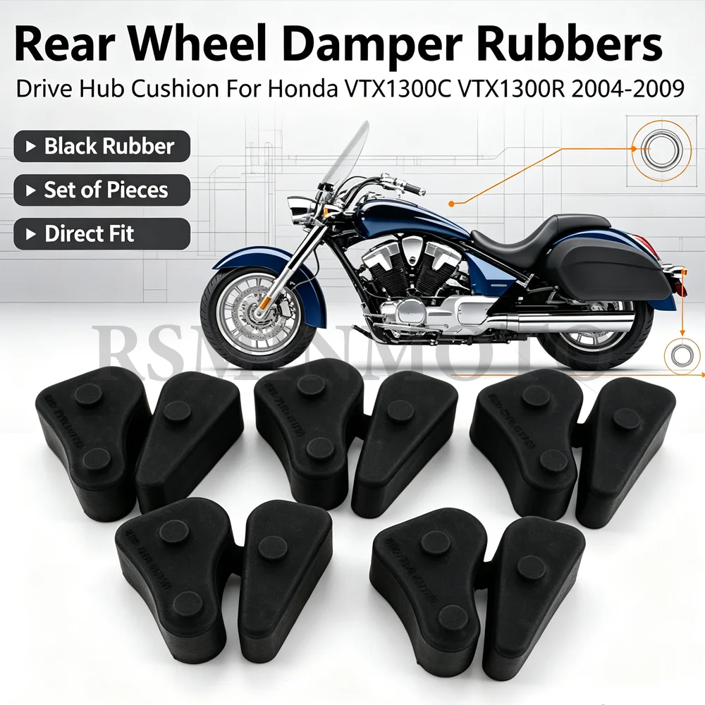 5 pcs Motorcycle Rear Wheel Damper Set For Honda VTX1300 R C S T VTX1800 C C1 C2 R R1 R2 R3 S1 S2 Interstate 1300 06410-MAZ-000