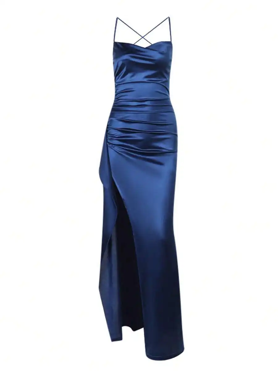 Sexy Satin Strapless Off Shoulder Frill Trim Waist Party Dress, Bridesmaid Gown, Formal Ball Gown