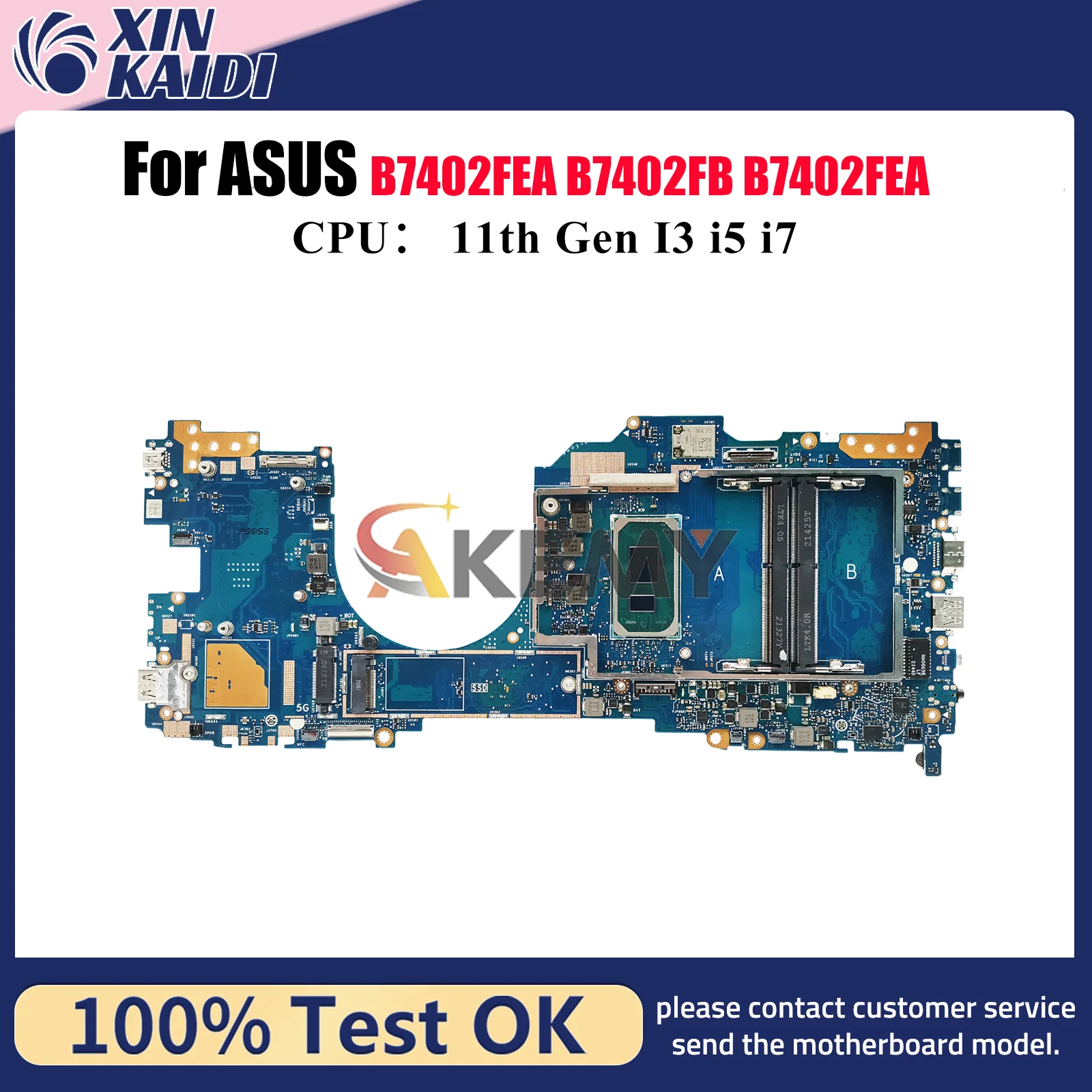 

B7402FEA Материнская плата для ноутбука ASUS ExpertBook B7402FEA B7402F B7402FBA Материнская плата для ноутбука с 11-го поколения I3 i5 i7 100% тест в порядке