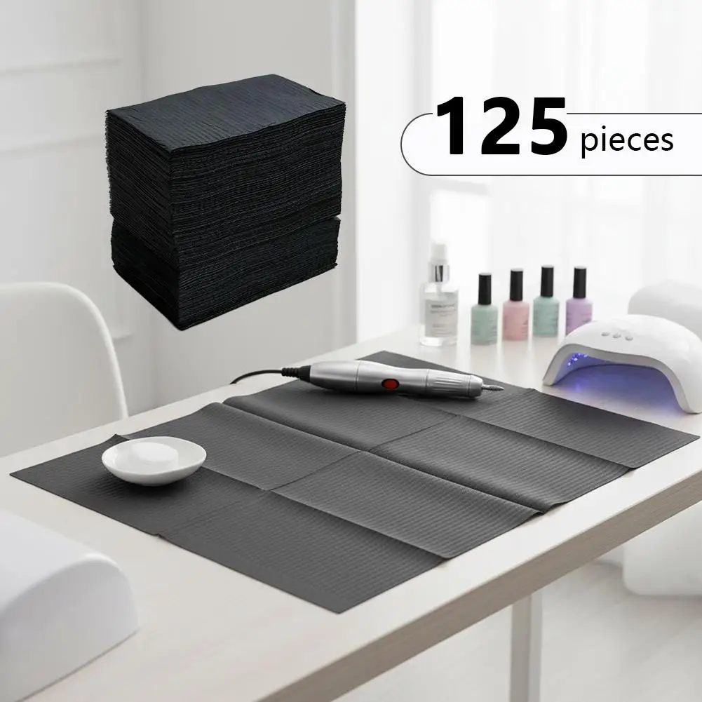 

125 шт. одноразовый чистящий коврик для лака для ногтей, черный впитывающий коврик для дизайна ногтей, маникюрный салон, аксессуар для инструментов для ногтей